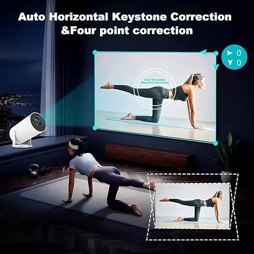 Nutronics Mini Projector in Round Shape and White Color with USB Interface and Remote Control, ‎HY-4K 1080P
