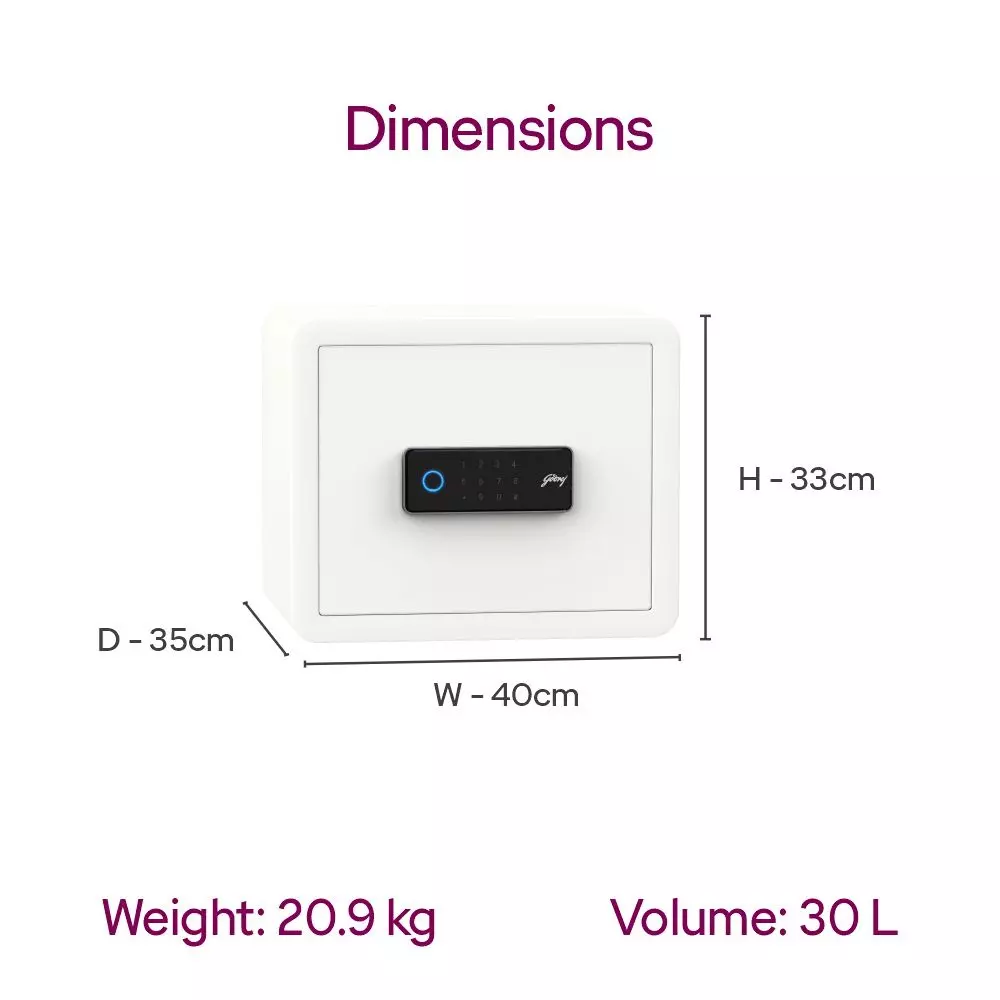 Godrej Home Locker NX PRO Luxe 30 L (Digi+Bio) White