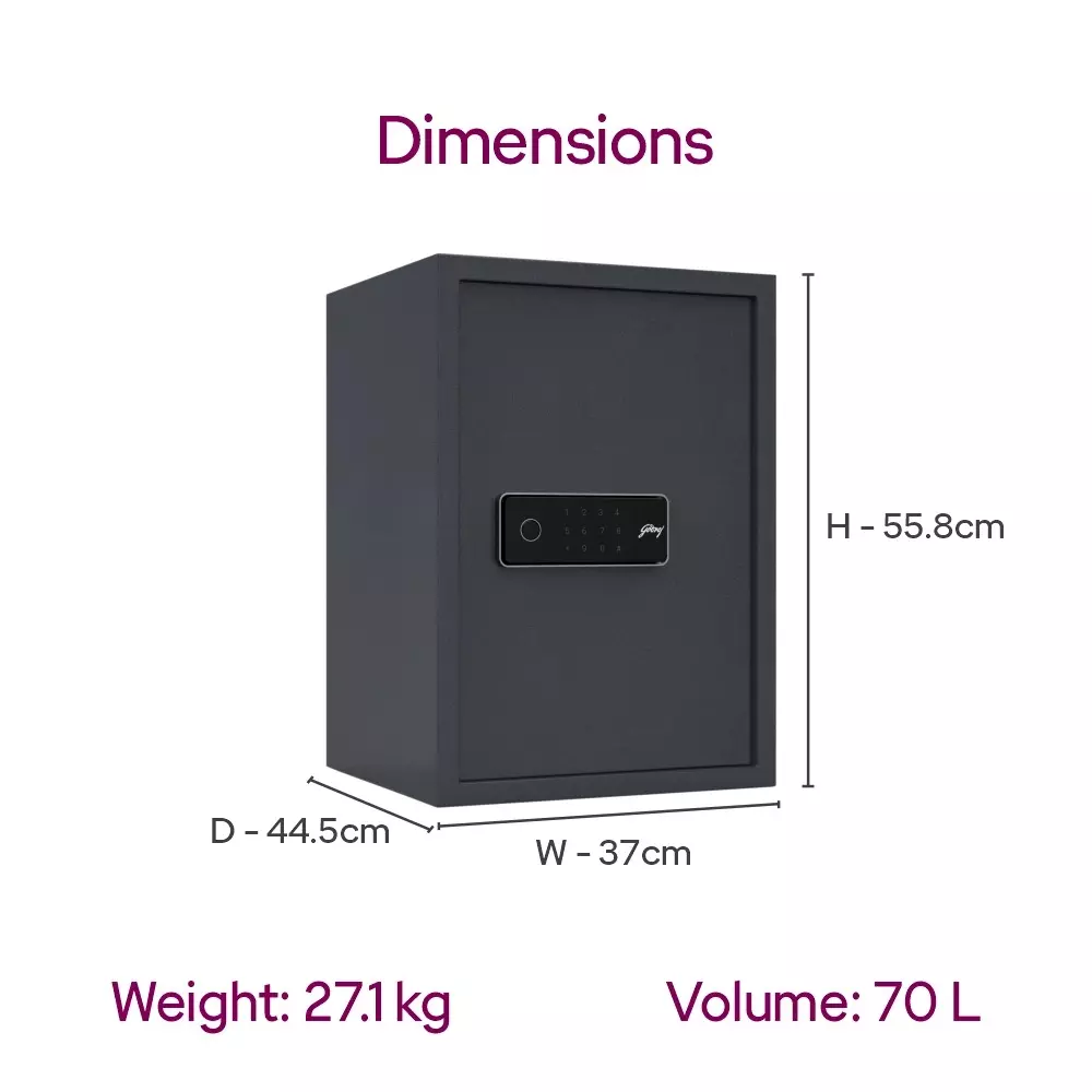 Godrej Home Locker NX PRO Plus 70 L Digital + Biometric Ebony