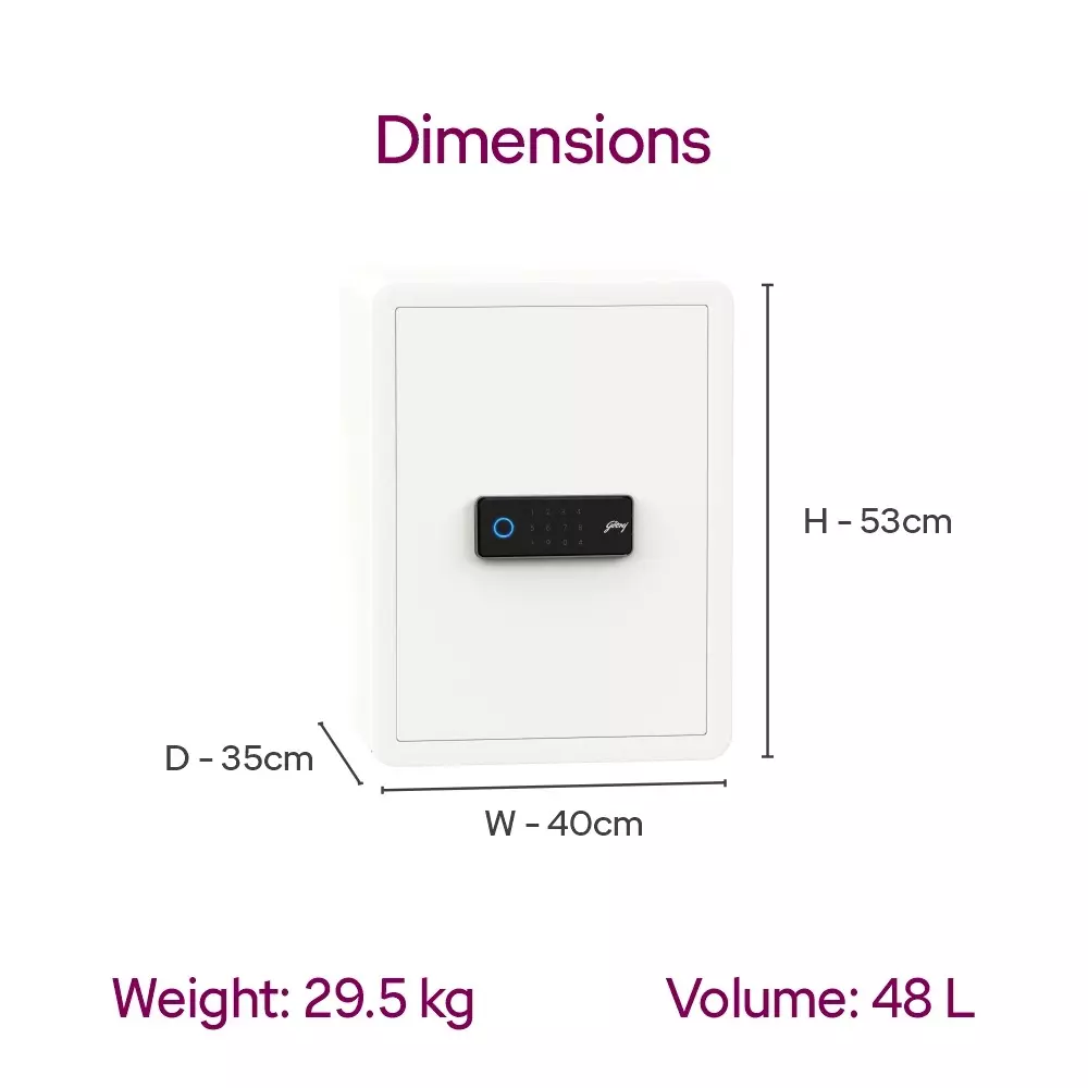 Godrej Home Locker NX Pro Luxe 48 L Digital + Biometric White