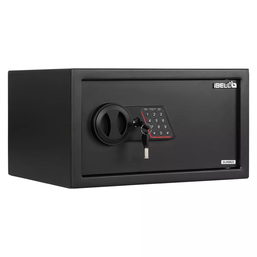 IBELL Electronic Safe Locker 23 L Capacity Password and Emergency Key Access Black, IBL SL23B