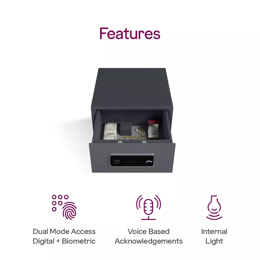 Godrej Home Locker NX PRO Slide (Digi+Bio) 13 L Black