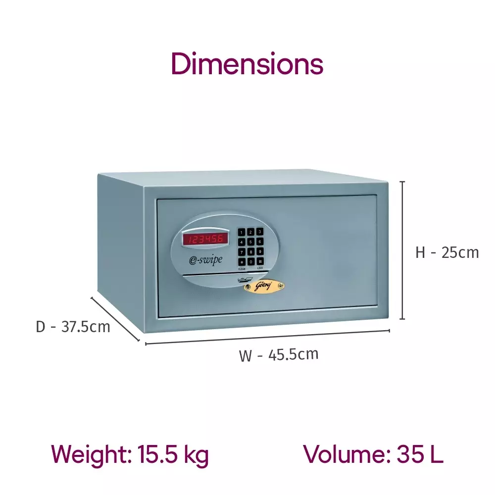 Godrej Home Locker E-Swipe 35 L Grey Digital + Card Swipe