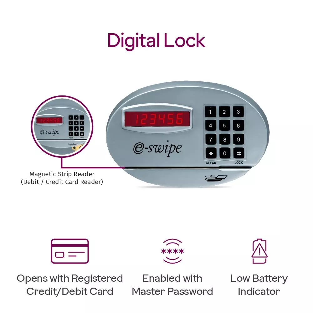 Godrej Home Locker E-Swipe 35 L Grey Digital + Card Swipe