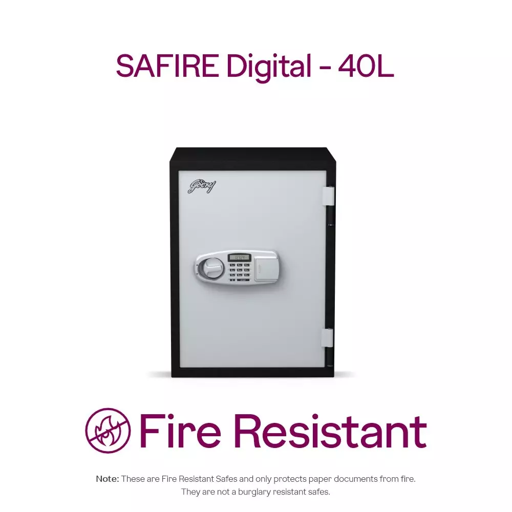 Godrej Fire Resistant Home Locker 40 L Ivory Digital, SAFIRE 40L (Digi)
