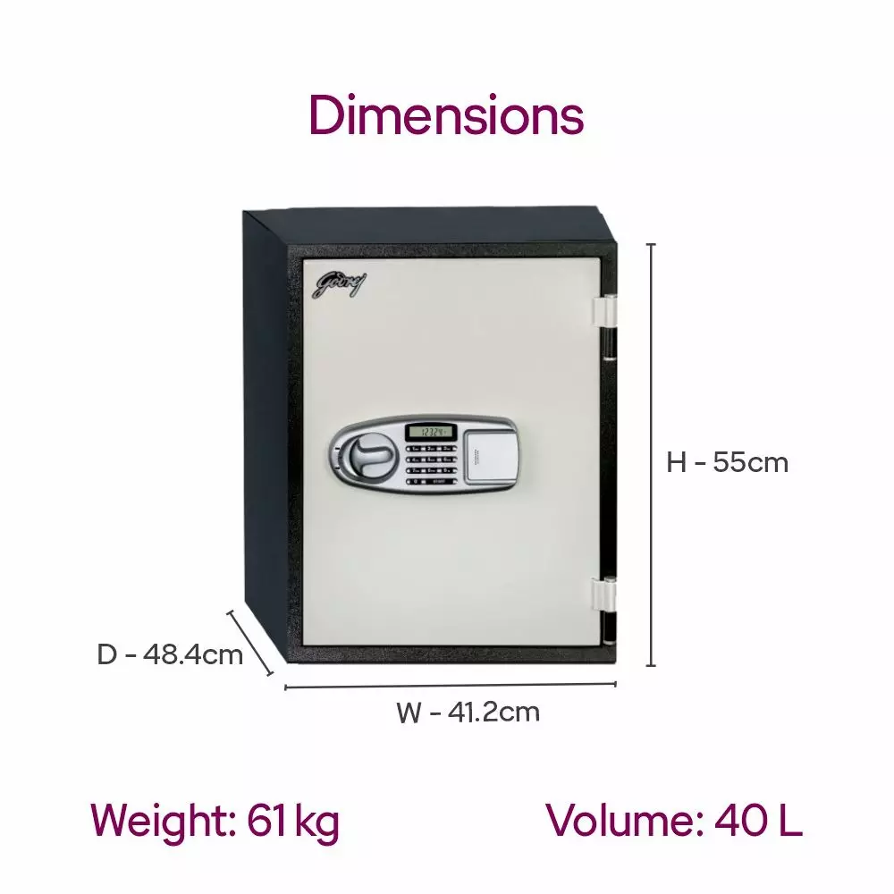 Godrej Fire Resistant Home Locker 40 L Ivory Digital, SAFIRE 40L (Digi)