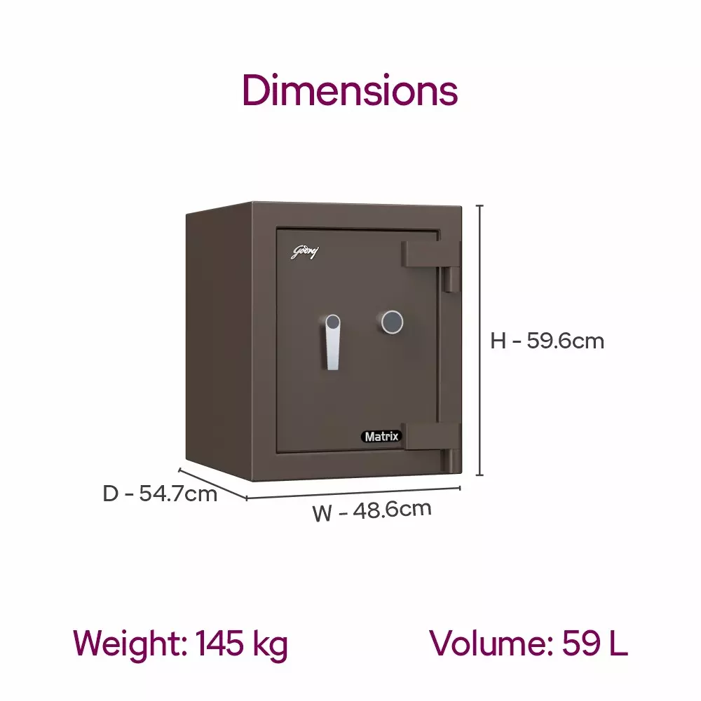 Godrej Digital Home Locker Extreme 59 L Coffee Brown Digital + Key, MATRIX 1814 (Digi)