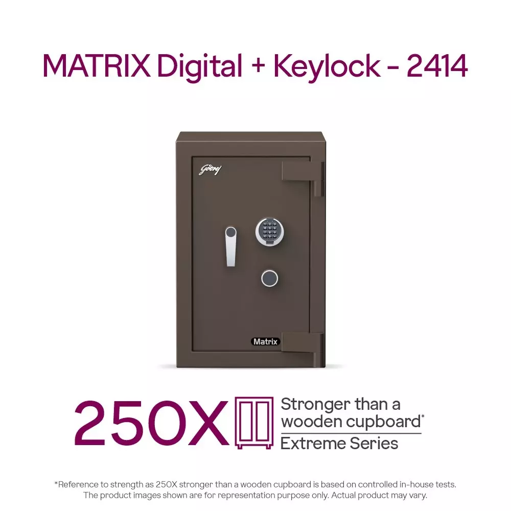 Godrej Digital Home Locker Extreme 78 L Coffee Brown Digital + Key, MATRIX 2414 (Digi+KL)
