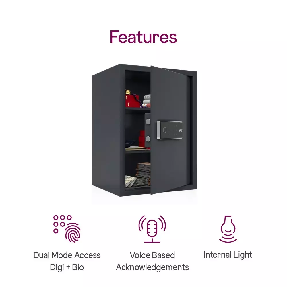 Godrej Home Locker NX PRO Plus 45 L Digital + Biometric Ebony