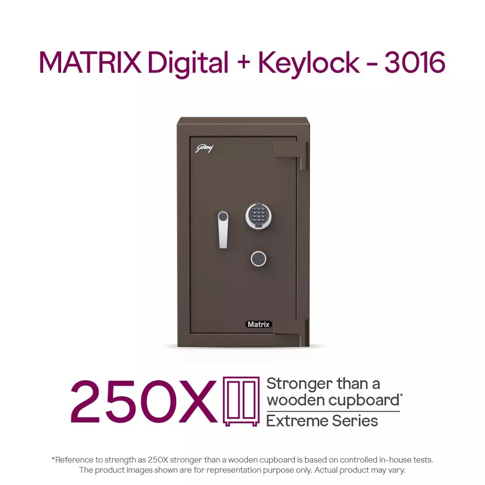 Godrej Digital Home Locker Extreme 112 L Coffee Brown Digital + Key, MATRIX 3016 (Digi+KL)