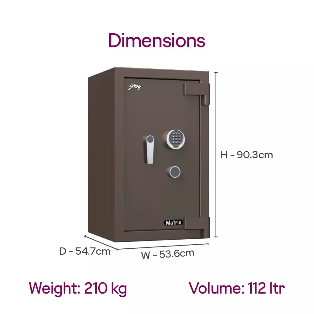 Godrej Digital Home Locker Extreme 112 L Coffee Brown Digital + Key, MATRIX 3016 (Digi+KL)