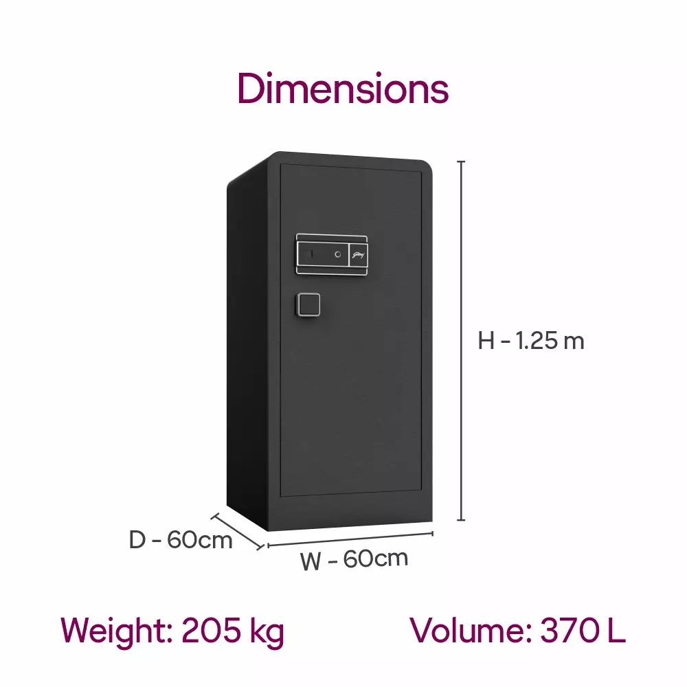 Godrej Home Locker NX Advanced 370 L Ebony Key + Digital + Biometric