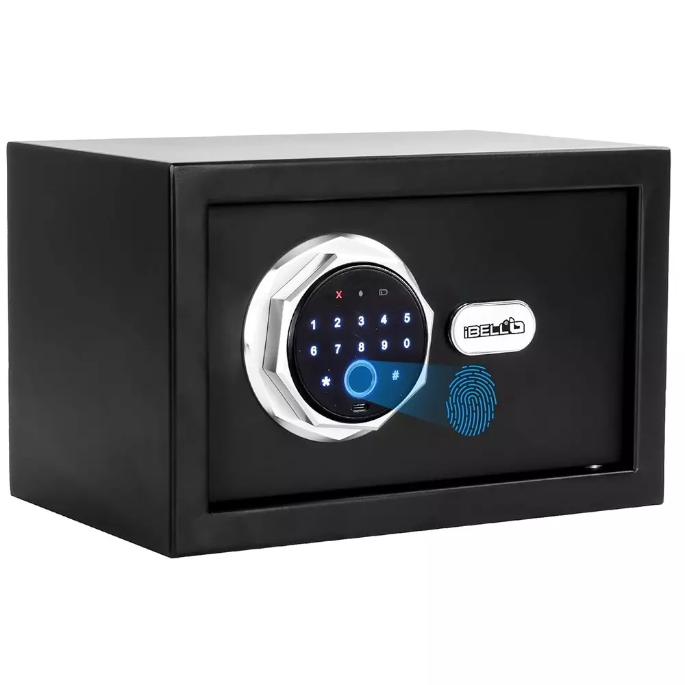 IBELL Electronic Safe Locker Fingerprint Stainless Steel 20 L Capacity Black with Interior Light, IBL SL 20F