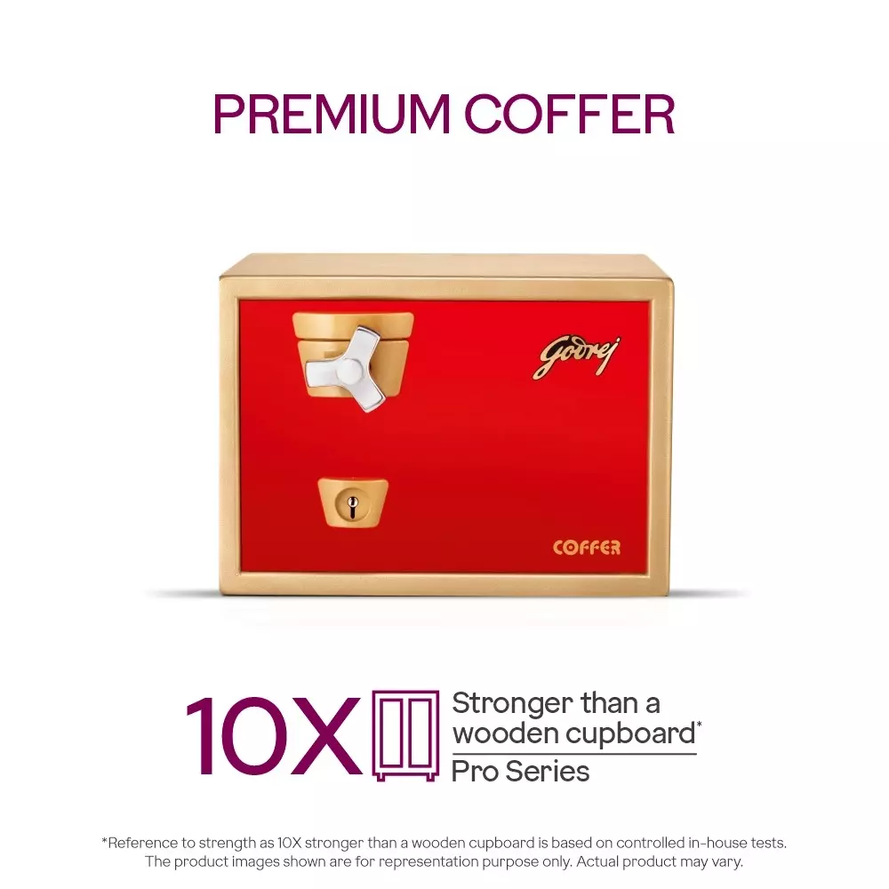 Godrej Home Locker Premium Coffer 22 L Red Mechanical Single Key Control