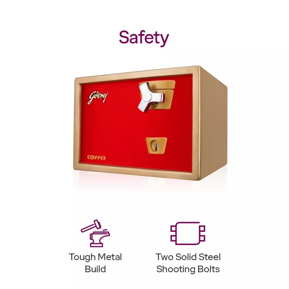 Godrej Home Locker Premium Coffer 22 L Red Mechanical Single Key Control