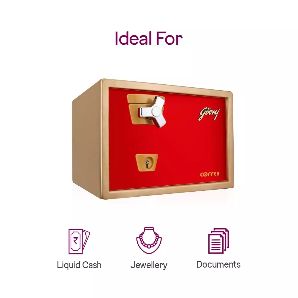 Godrej Home Locker Premium Coffer 22 L Red Mechanical Single Key Control