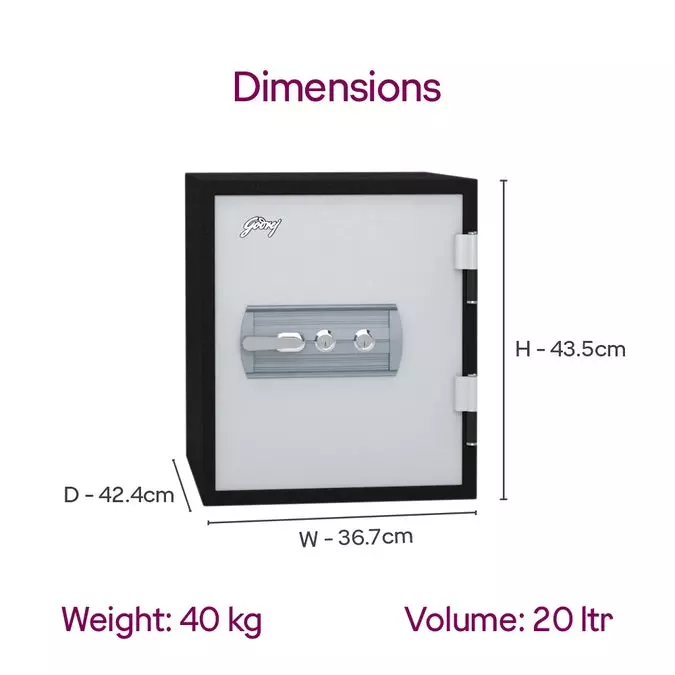 Godrej Fire Resistant Home Locker 20 L Ivory Mechanical Dual Control, SAFIRE 20L (KL)