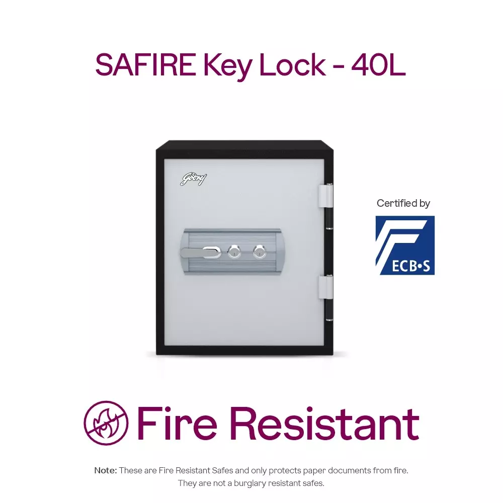 Godrej Fire Resistant Home Locker 40 L Ivory Mechanical Dual Control, SAFIRE 40L (KL)