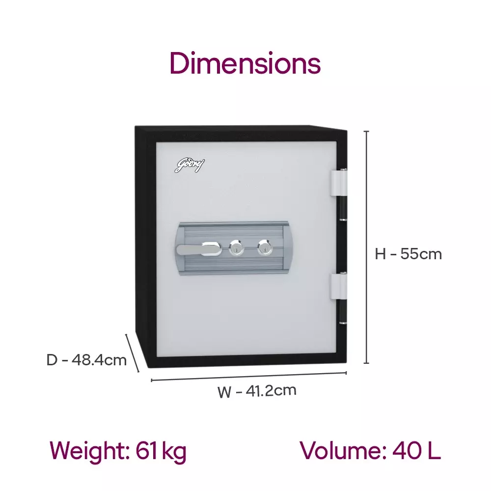 Godrej Fire Resistant Home Locker 40 L Ivory Mechanical Dual Control, SAFIRE 40L (KL)