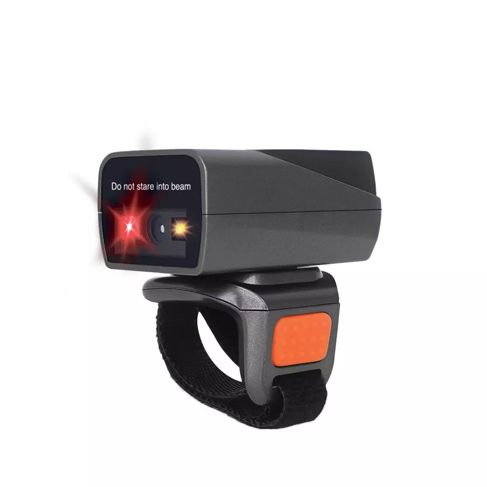 FINGERS Wireless Barcode Reader 500 mAh Lithium Battery 20% Print Contrast USB Interface Vibration, Beeper, LED Indicator 200 Scans/Sec Scan Rate Black + Grey Color, QuickScan Ring WL207