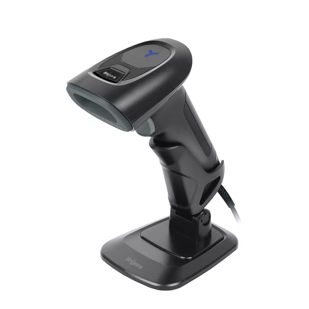 FINGERS Wired Barcode Reader 20% Print Contrast USB Interface Beeper, LED Indicator 200 Scans/Sec Scan Rate Black + Red Color, 2D-QuickScan W18