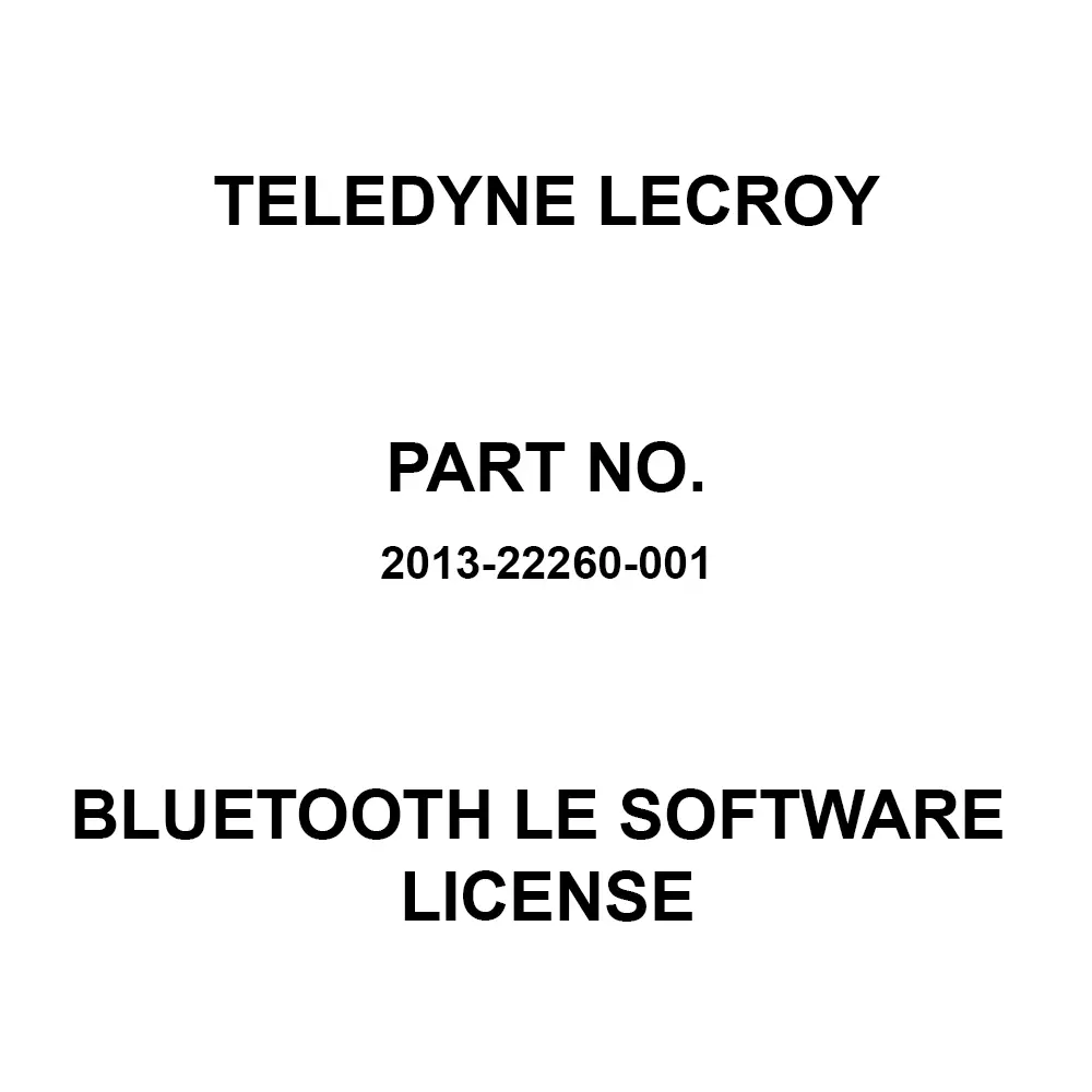 Teledyne LeCroy Bluetooth LE Software License for X240 Wireless Wideband Analyzer, 2013-22260-001