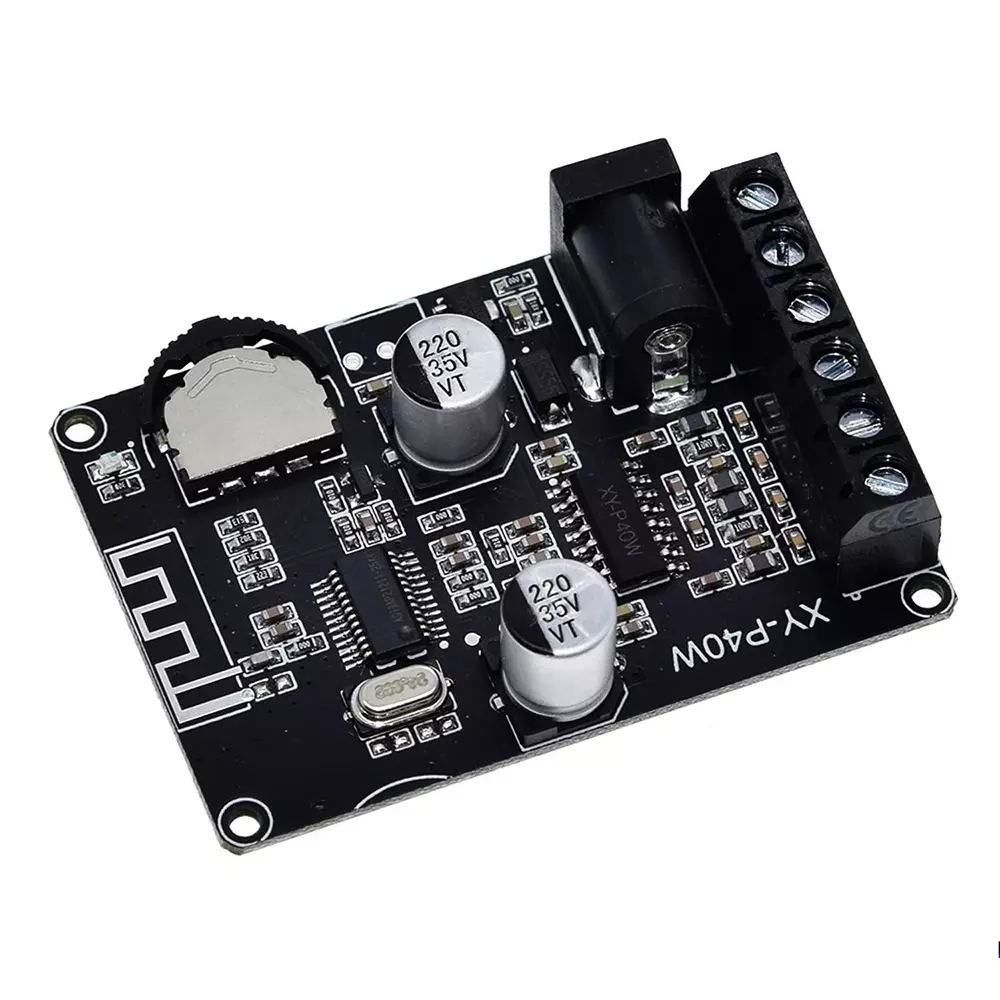 amicisound Mini Amplifier Board 40 W+40 W Dual Channel DC 8-24V DIY Speaker Black