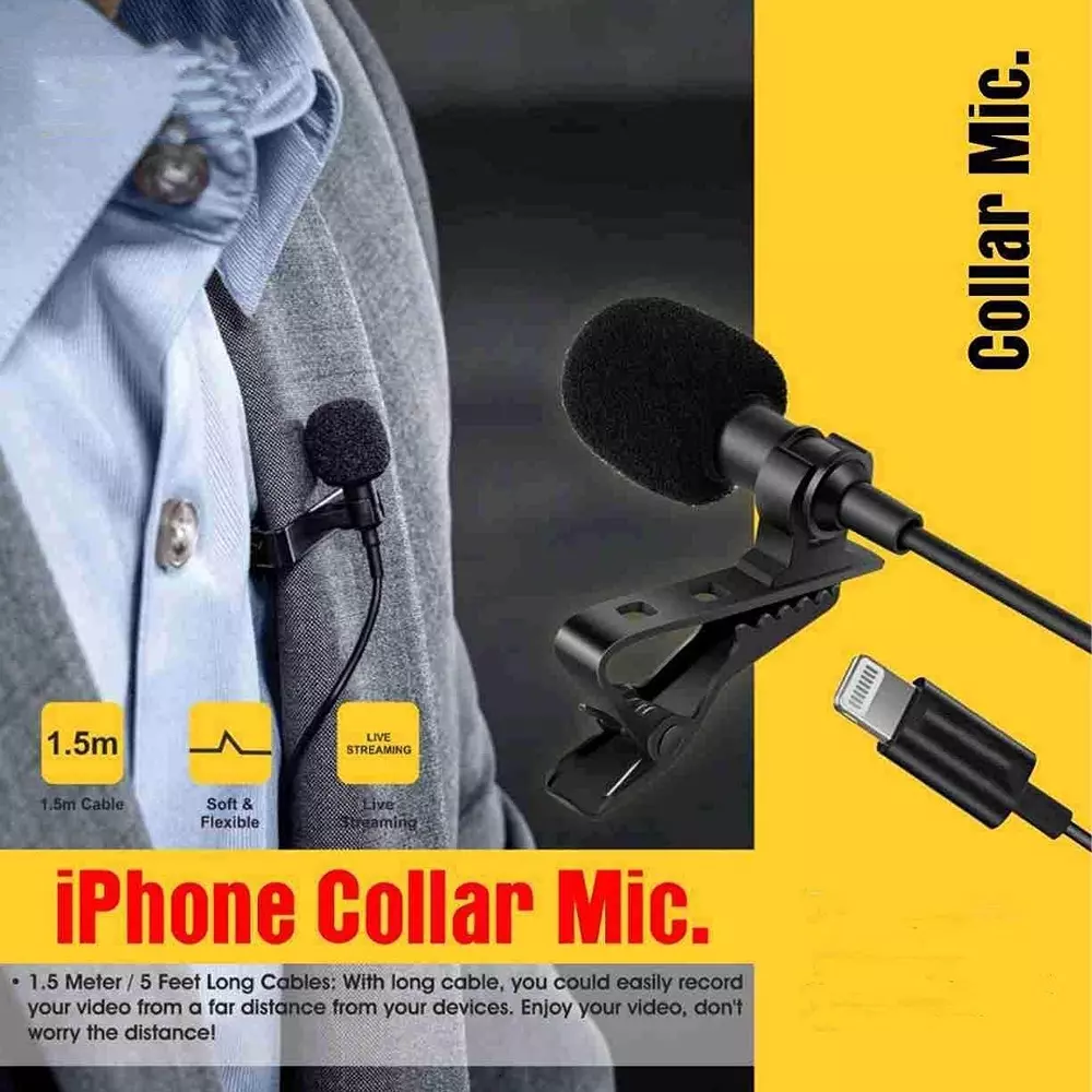 LOTA High-Quality Collar Mic for iPhone with Clear Sound, Noise Reduction & Easy Clip-On, MST-1660-LT