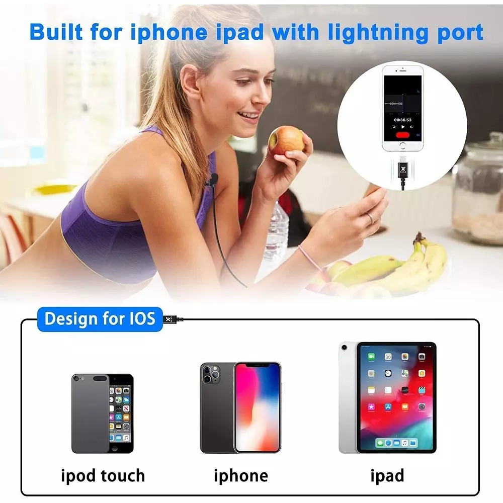 LOTA High-Quality Collar Mic for iPhone with Clear Sound, Noise Reduction & Easy Clip-On, MST-1660-LT
