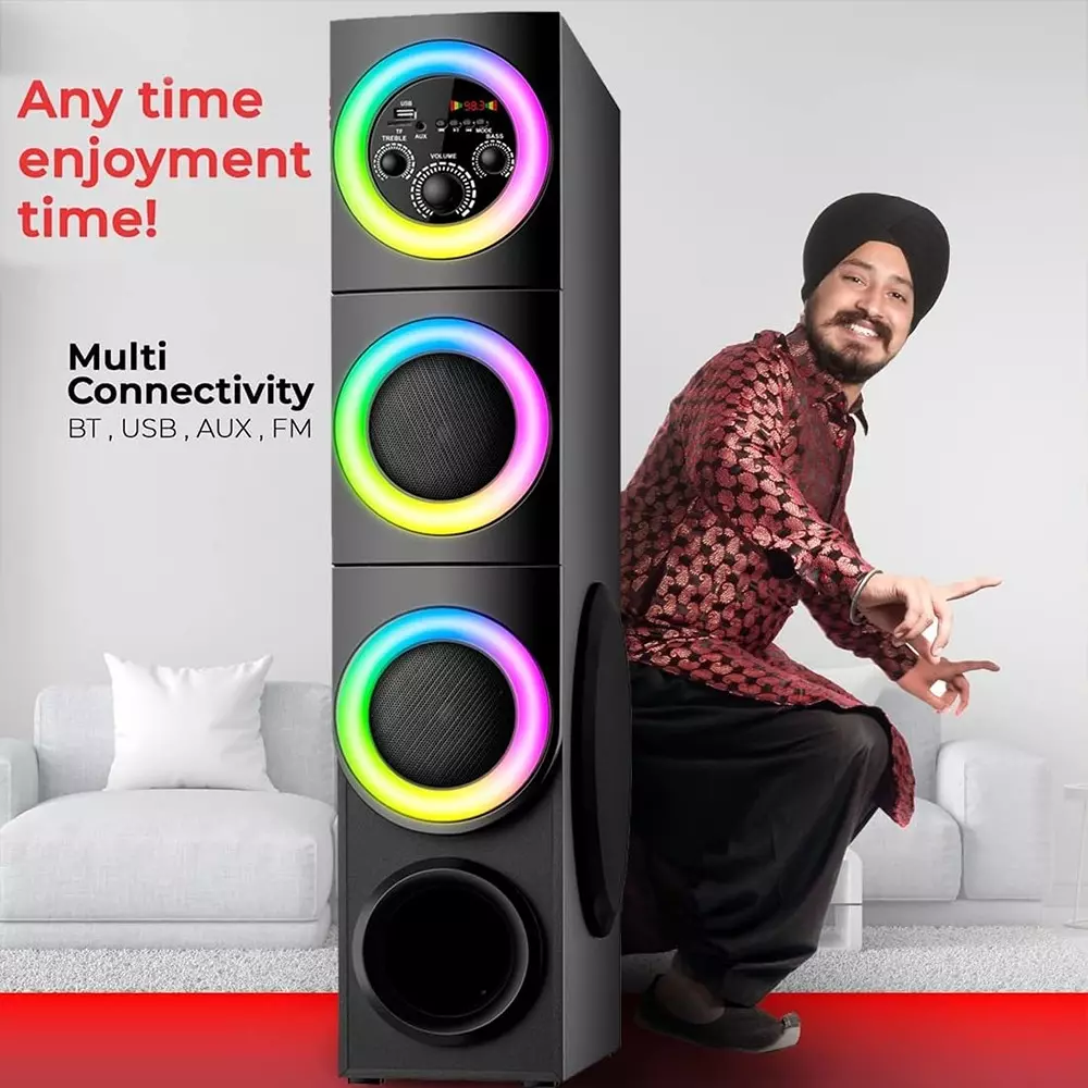 ikall-bluetooth-tower-speaker-180-w-deep-bass-audio-wireless-streaming-mic-support-with-dual-drivers-led-lights-ikl-ik007ts-blk