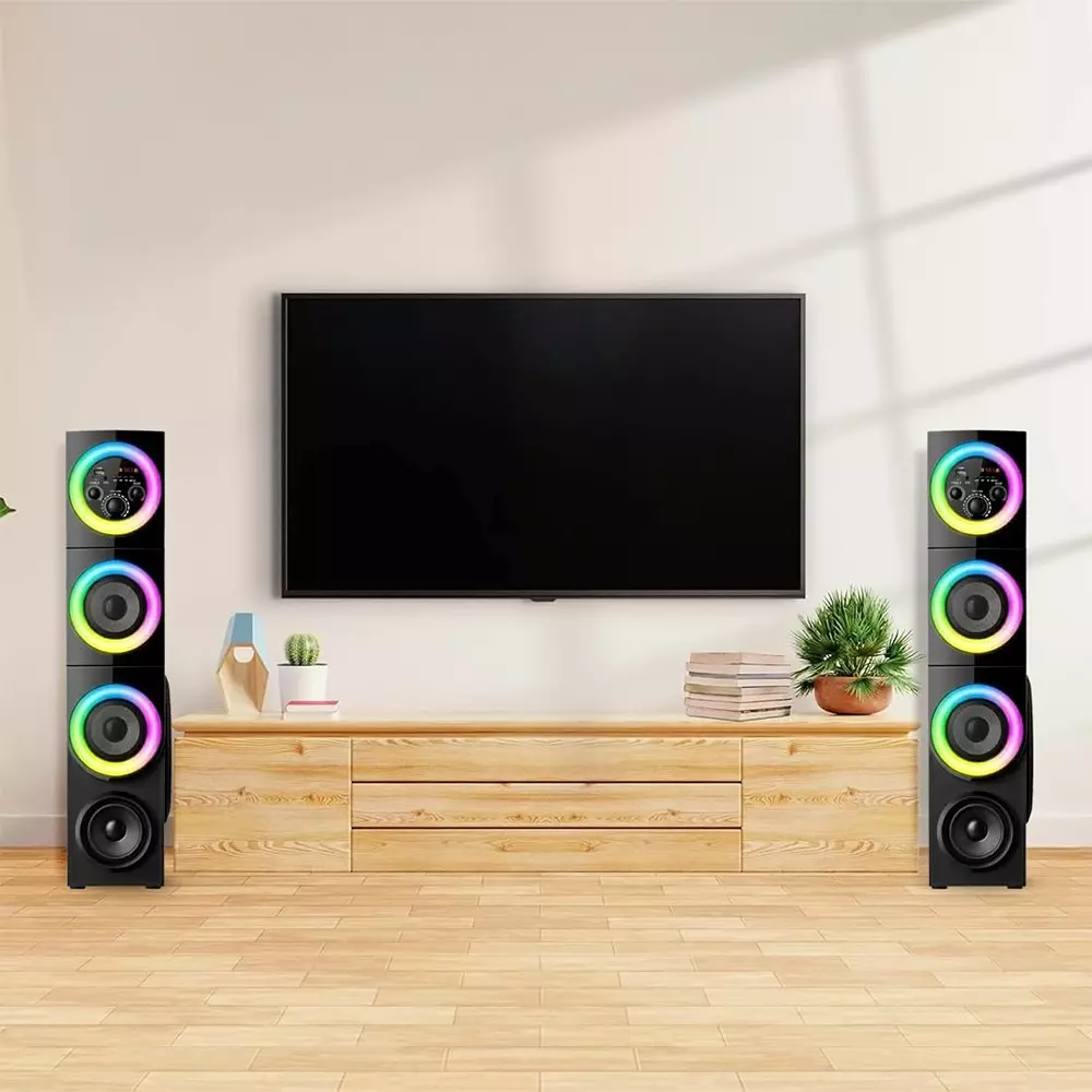 ikall-bluetooth-tower-speaker-180-w-deep-bass-audio-wireless-streaming-mic-support-with-dual-drivers-led-lights-ikl-ik007ts-blk