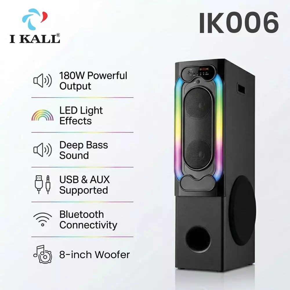 ikall-bluetooth-tower-speaker-180-w-deep-bass-wireless-streaming-mic-input-with-dual-woofers-led-party-lights-ikl-ik006ts-blk