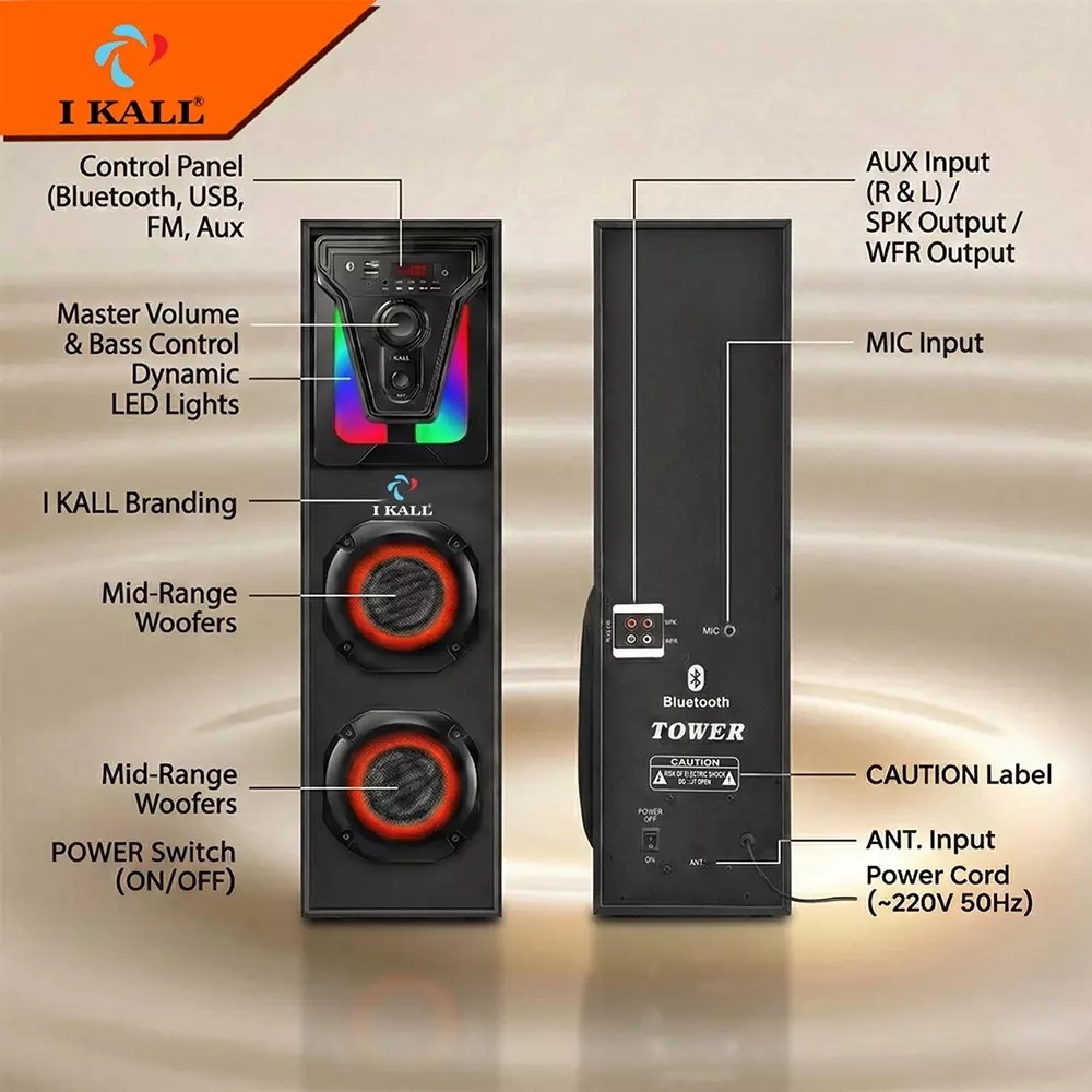 ikall-bluetooth-tower-speaker-100-w-deep-bass-wireless-streaming-mic-input-with-dual-drivers-led-lights-ikl-ik009ts-blk
