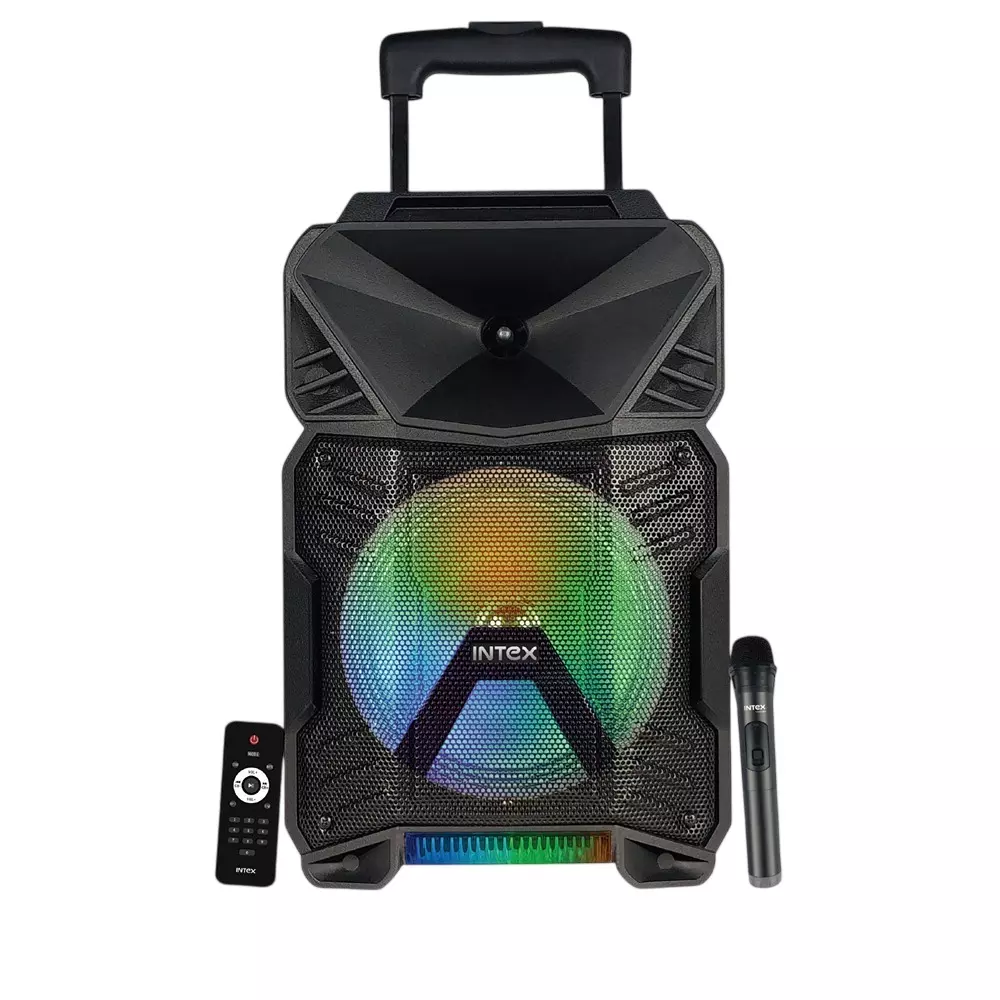 INTEX 45 W Bluetooth Trolley Party Speaker Karaoke Wireless Mic, Thriller 450 (T300 Pro) 45W