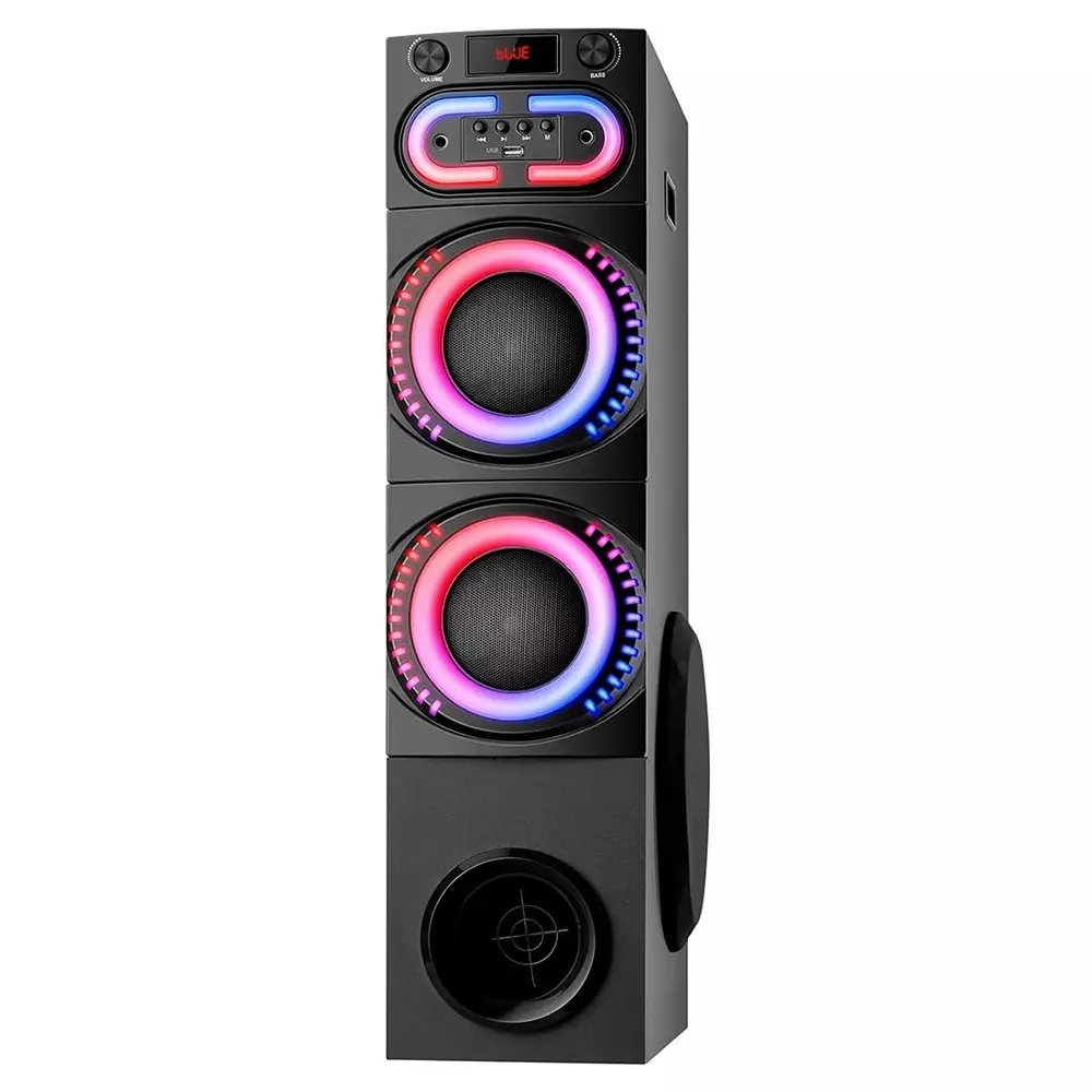 IKALL Bluetooth Tower Speaker 180 W Deep Bass Wireless Connectivity & Mic Support with Dual Drivers & LED Lights, IKL-IK005TS-BLK