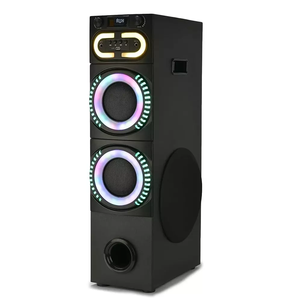 ikall-bluetooth-tower-speaker-180-w-deep-bass-wireless-connectivity-mic-support-with-dual-drivers-led-lights-ikl-ik005ts-blk