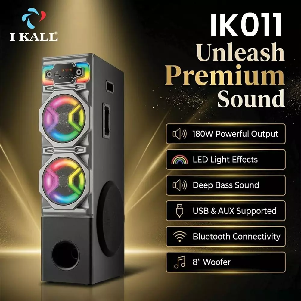 ikall-bluetooth-tower-speaker-180-w-deep-bass-wireless-streaming-mic-input-with-dual-drivers-led-party-lights-ikl-ik011ts-blk
