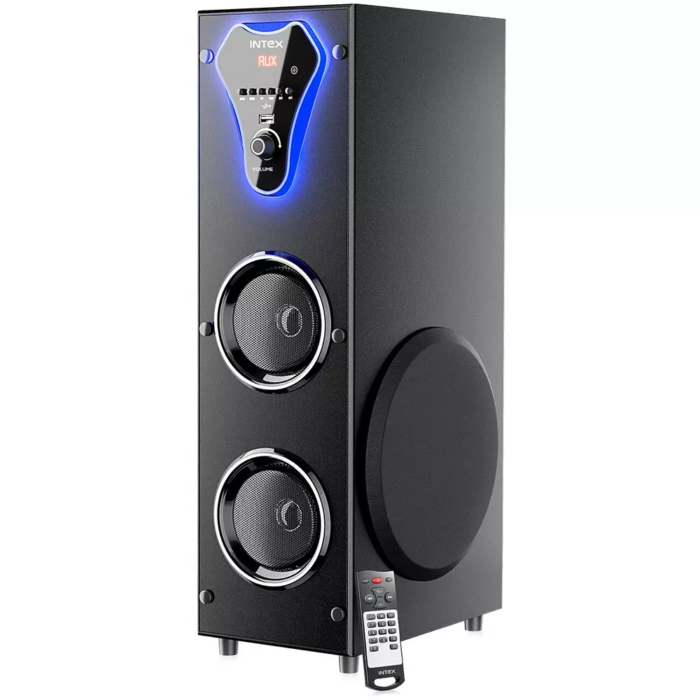 INTEX Single Tower Speaker 100 W Wireless Bluetooth Connectivity 2.1 Channel Type Black, 1000 (S)