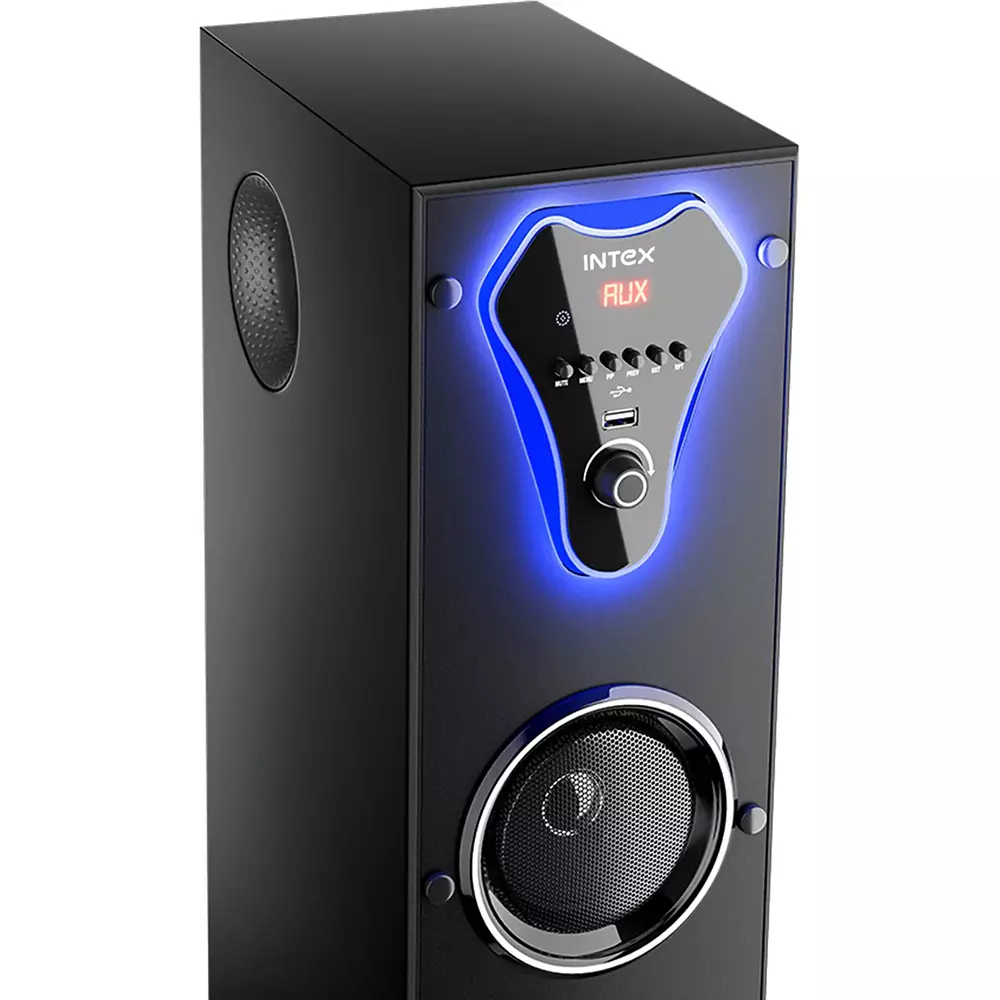 INTEX Single Tower Speaker 100 W Wireless Bluetooth Connectivity 2.1 Channel Type Black, 1000 (S)