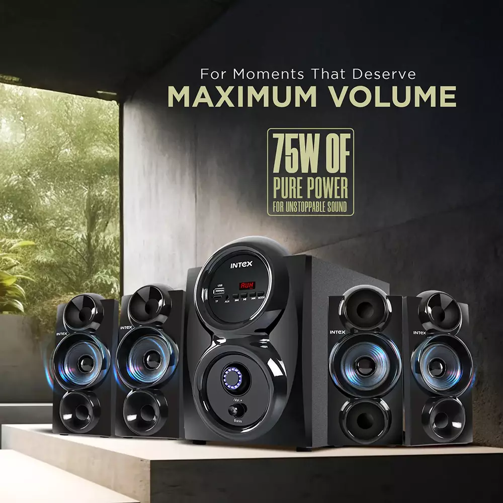 INTEX Multimedia Speaker 75 W Wireless Bluetooth Connectivity 4.1 Channel Type Black, 4751 Shine Pro