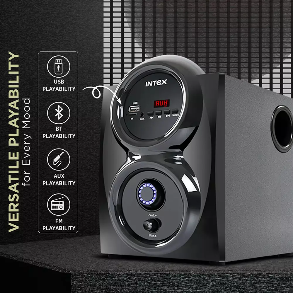 INTEX Multimedia Speaker 75 W Wireless Bluetooth Connectivity 4.1 Channel Type Black, 4751 Shine Pro