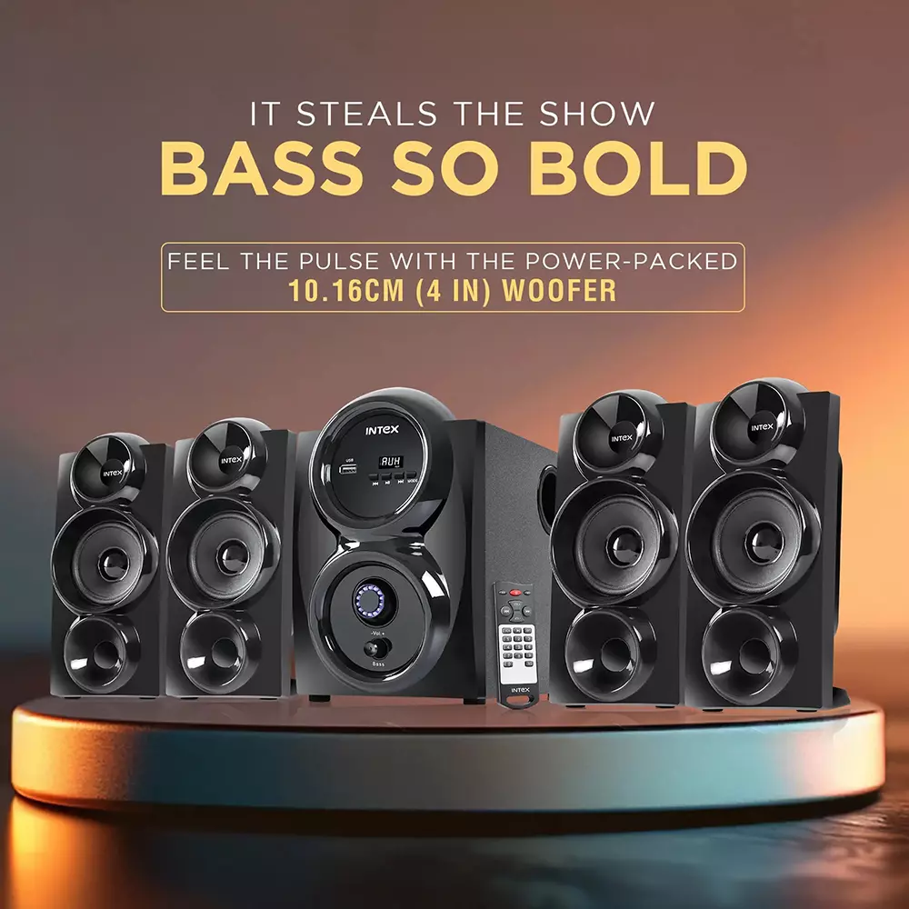 INTEX Multimedia Speaker 75 W Wireless Bluetooth Connectivity 4.1 Channel Type Black, 4751 Shine Pro