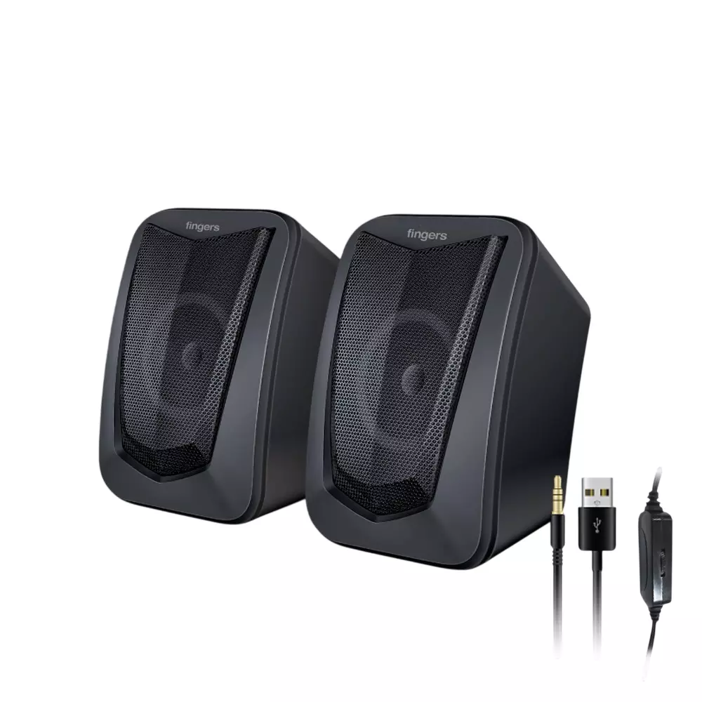 FINGERS Multimedia Speakers USB Connectivity 6 W (3 W x 2) Output Power Midnight Black Color, FunBeats