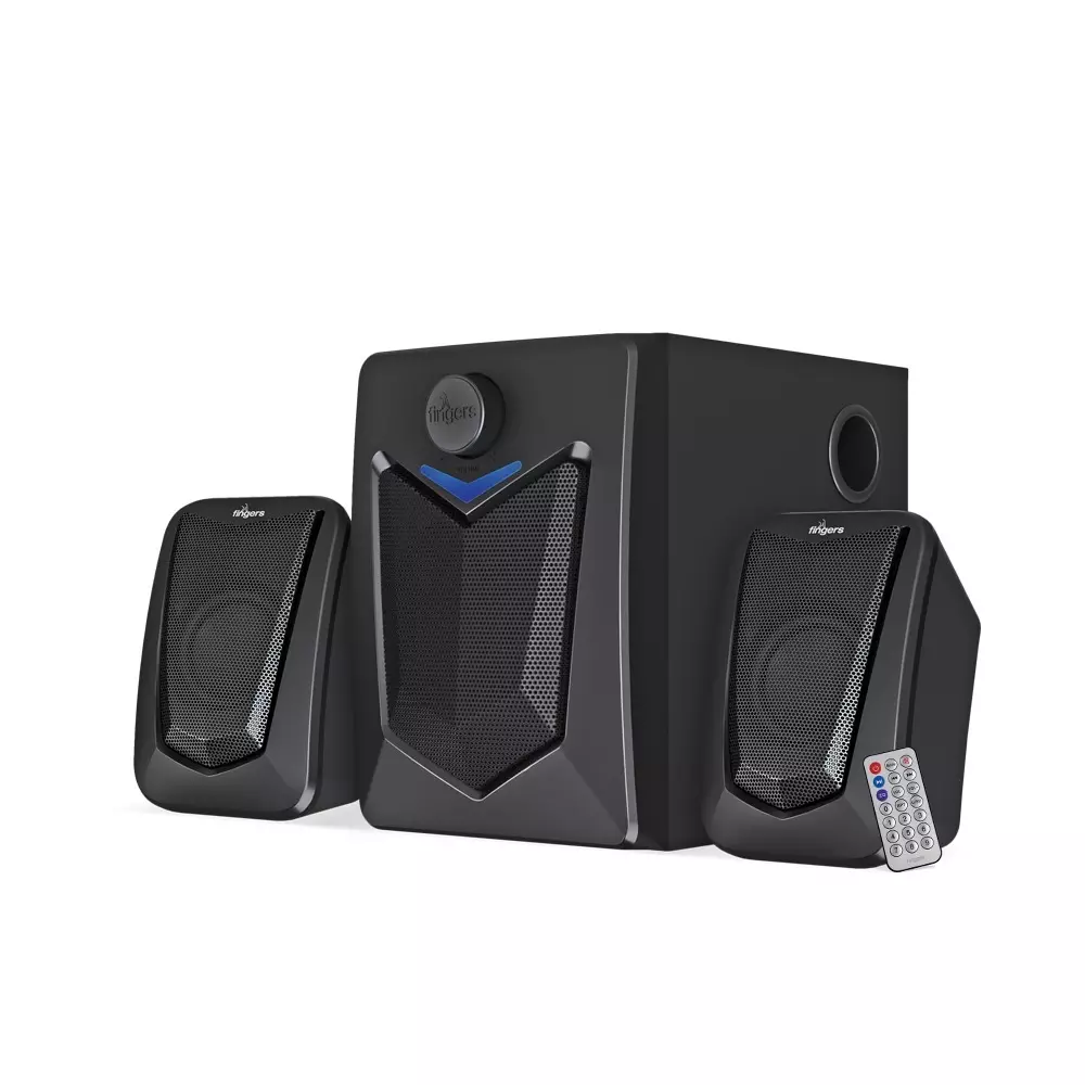 FINGERS Multimedia Speakers Bluetooth & USB Connectivity 15 W Output Power Classic Black Color, Eleganx 2.1