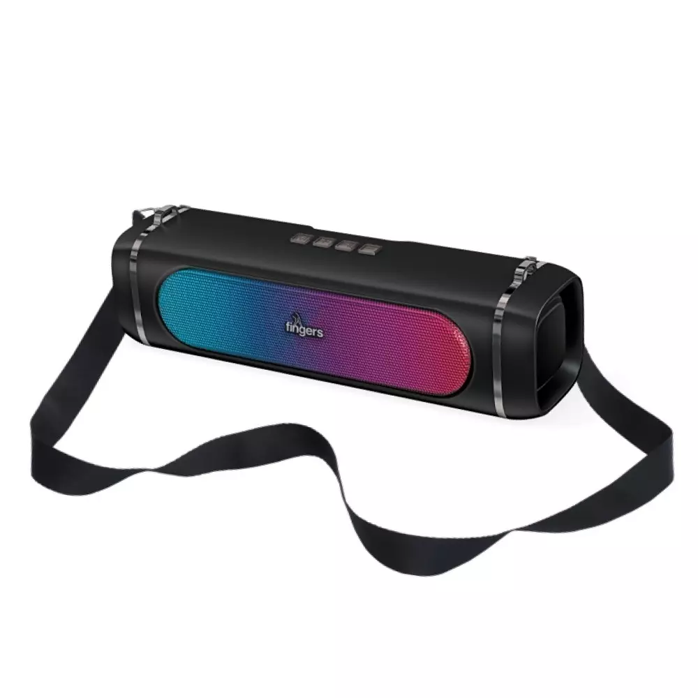 FINGERS Portable Speaker 20 W Output Power 3000 mAh / 3.7 V Battery Capacity 10 m Wireless Range Bluetooth v5.3 Wireless Protocol Black Color, SoundPower-20