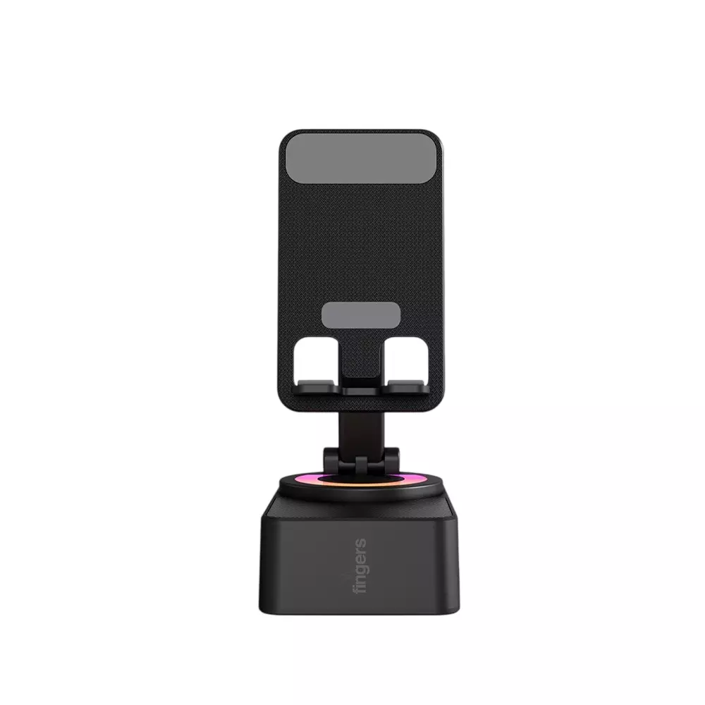 FINGERS Portable Speaker 5 W Output Power with Mobile Stand 800 mAh, 3.7 V Battery Capacity 10 m Wireless Range Bluetooth v5.3 Wireless Protocol Rich Black Color, Mini MOT (My-Own-TV)