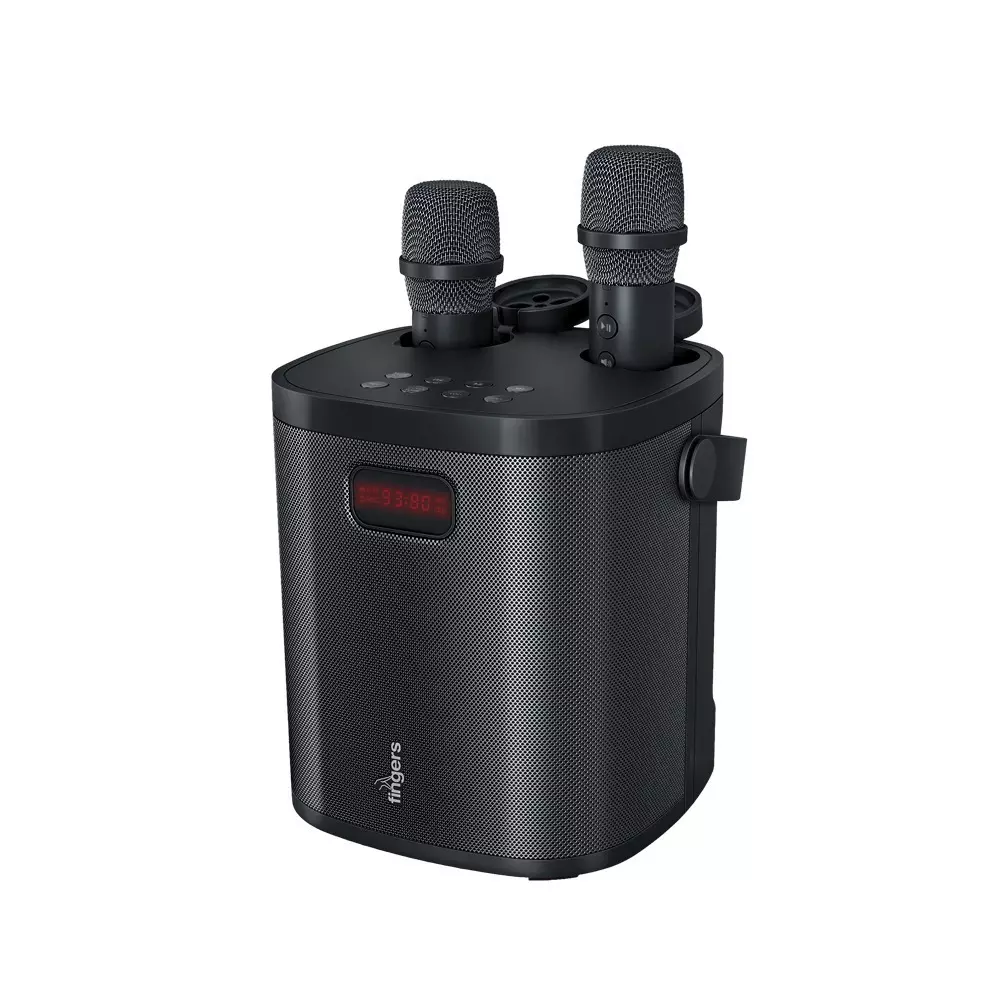 FINGERS Portable Speaker With Microphone 3000 mAh Battery Capacity 30 W Output Power Bluetooth v5.3 Wireless Protocol Rich Black Color, 2Mic-GrooveBox-K30