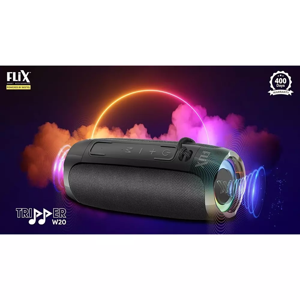 Flix Beetel Bluetooth Speaker 20 W ‎12 Hrs Type C Port 3000 mAH SD Card Upto 128GB & USB Support Black, XBS-W20