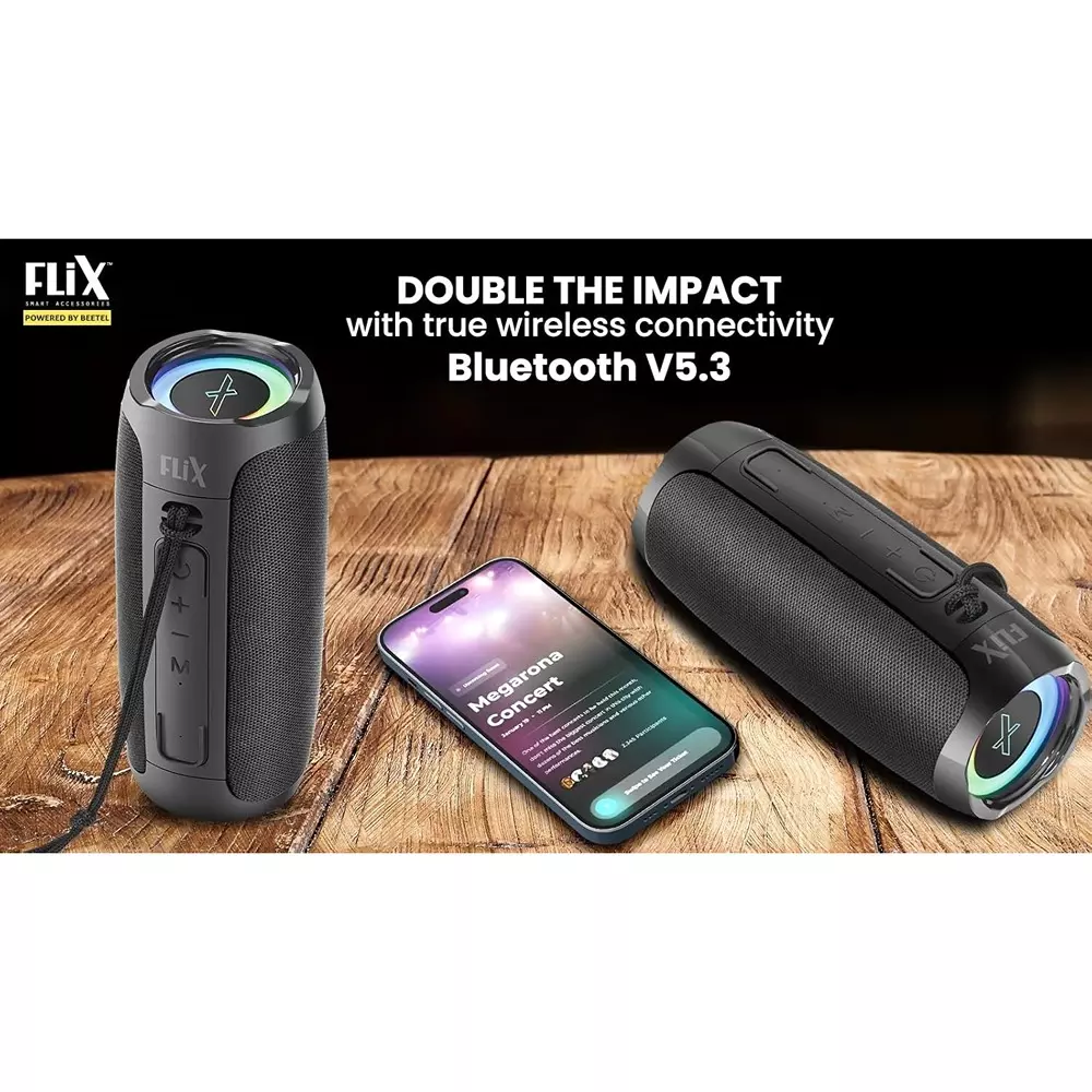 Flix Beetel Bluetooth Speaker 20 W ‎12 Hrs Type C Port 3000 mAH SD Card Upto 128GB & USB Support Black, XBS-W20