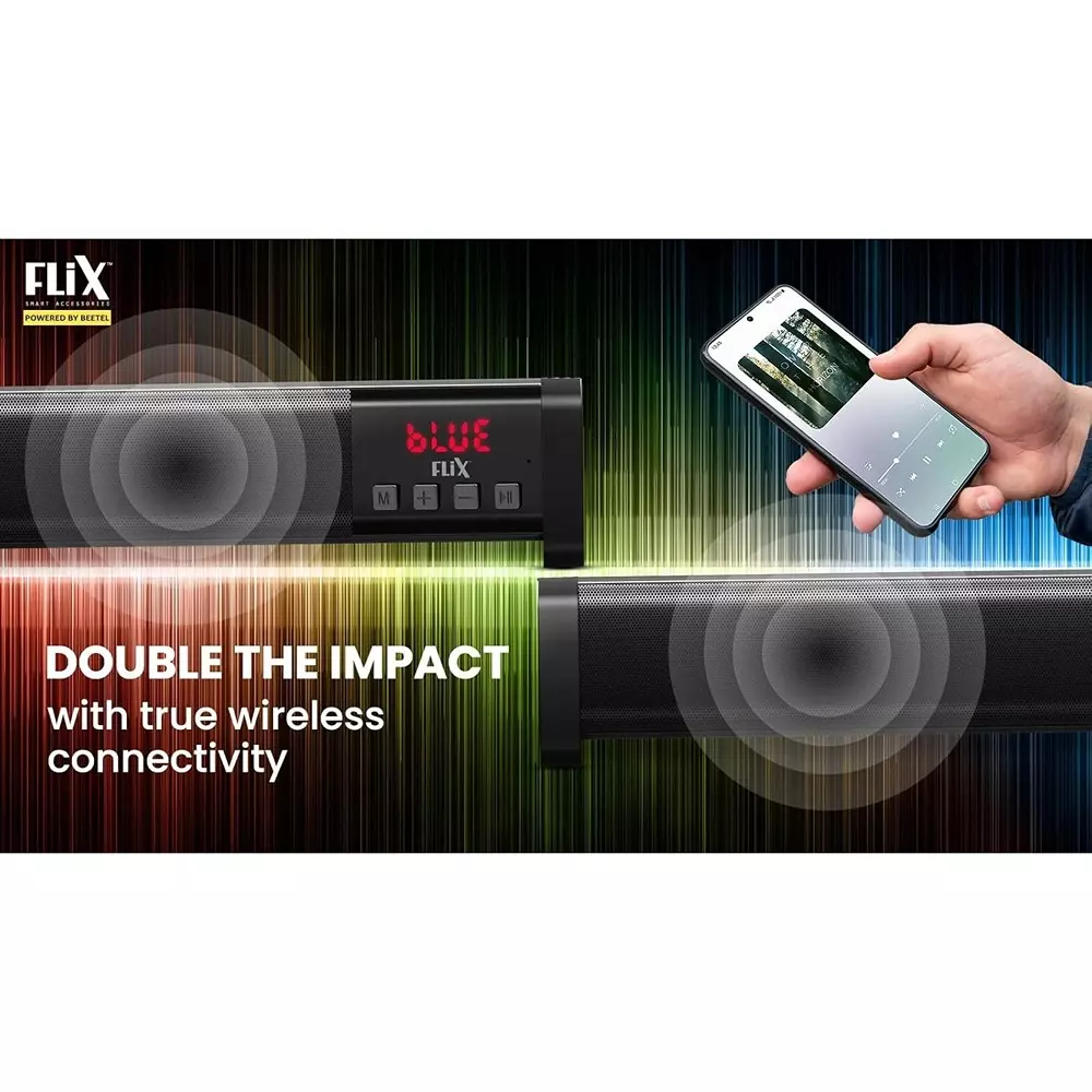 Flix Beetel Bar Mini Bluetooth Speaker 14 W Upto 7 Hrs SD Card, USB Disk, AUX, Type C Charging Black, XBS-W14